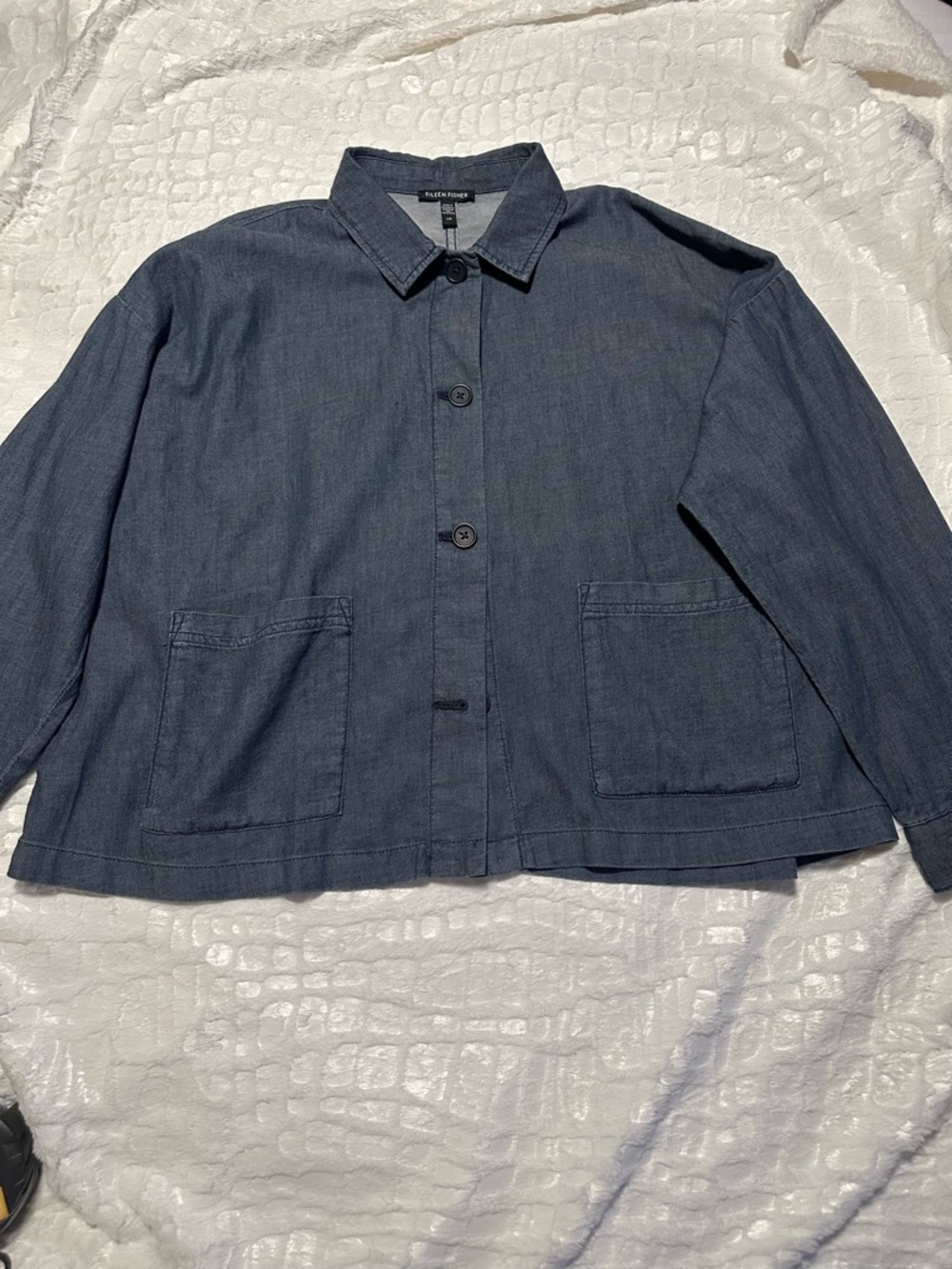 Eileen Fisher Slate Blue Lightweight Denim Jacket NWOT